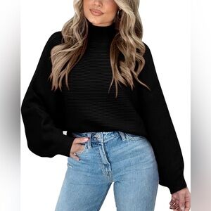 Batwing cropped Turtleneck Sweater